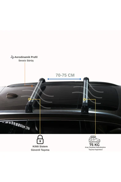 TAURUSPOWER MINI Countryman (U25) 2024–2025 TRS-2 Kilitli Sistem Ara Atkı Tavan Barı Gri (2 Adet) - Resim 6