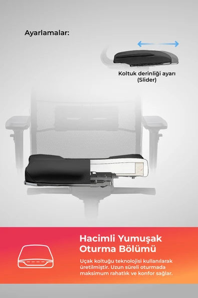 Metta Samurai Ergonomik Koltuk | Bel Destekli, Tekerlekli, Yükseklik Ayarlı, Yönetici Koltuğu - 23.3.5.61 - Resim 4