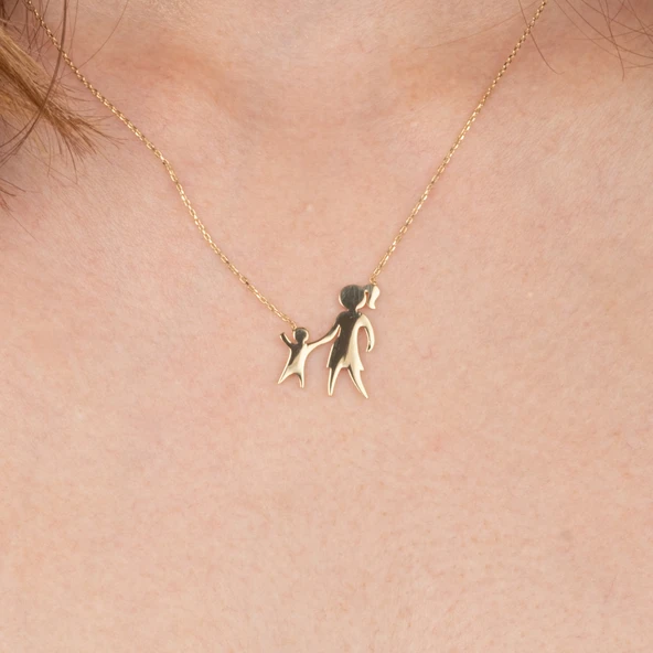 Gümüş Kolye - Anne Kız 925 Ayar Gümüş Kolye - 3