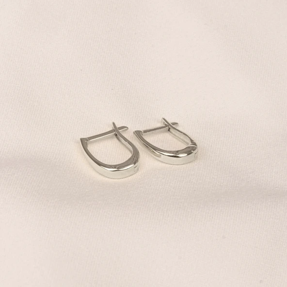 Gümüş Küpe - 925 Ayar Gümüş Oval Halka Küpe - 7