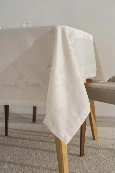Jumbo Jakar Krem Sıvı İtici Leke Tutmaz Masa Örtüsü 160x220 cm - Resim 5