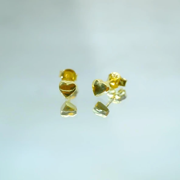 Gümüş Küpe - 925 Ayar Gümüş Minimal Kalp Figürlü Küpe - 4