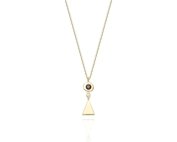 Gümüş Kolye - 925 Ayar Gümüş Kolye - Üçgen Motifli Smoky Taşlı Modern Gümüş Kolye - Hediyelik Kolye