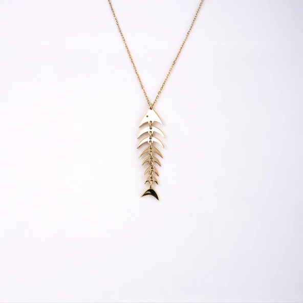 Gümüş Kolye - Balık Kılçığı Gümüş Kolye-Balık Kolye 925 Ayar Gümüş-Hediye Gümüş Kolye - 5