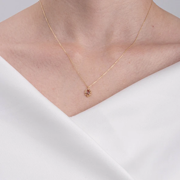 Gümüş Kolye - Vintage Tasarım Zultanit (Renk Değiştiren) Taşlı Minimal 925 Ayar Gümüş Kolye - 4