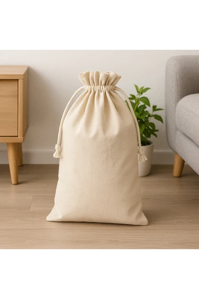 Ham Bez Ayakkabı Saklama Kesesi 30x40 cm Büzgülü Seyahat ve Saklama Torbası - 2