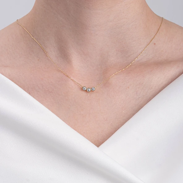 Gümüş Kolye - Tria Pırlanta Montürü Gümüş Kolye-Pırlanta Gümüş Kolye-Hediye Gümüş Kolye - 4