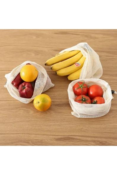 Pamuklu Organik Gıda Saklama Filesi 6'lı Set - 2