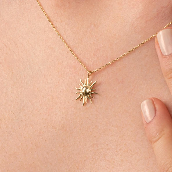 Gümüş Kolye - Güneş 925 Ayar Gümüş Kolye - 3