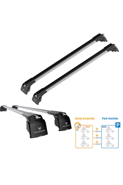 TAURUSPOWER MINI Countryman (U25) 2024–2025 TRS-2 Kilitli Sistem Ara Atkı Tavan Barı Gri (2 Adet) - Resim 7