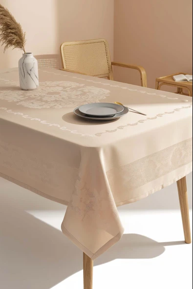 Jumbo Jakar Cappuccino Sıvı İtici Leke Tutmaz Masa Örtüsü 160x220 cm ürün görseli 1