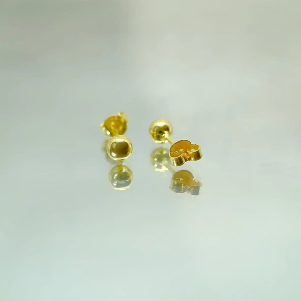 Gümüş Küpe - Kadın Minimal Top 925 Ayar Gümüş Küpe - 4