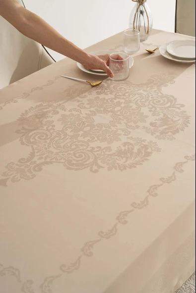 Jumbo Jakar Cappuccino Sıvı İtici Leke Tutmaz Masa Örtüsü 160x220 cm - Resim 6