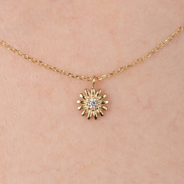 Gümüş Kolye - Zirkon Taşlı Tasarım 925 Ayar Gümüş Kolye