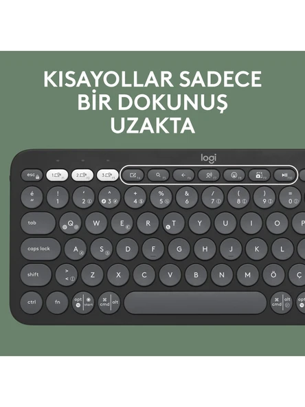 Logitech 920-012245 Grafit Pebble 2 Combo Çoklu Sessiz Kablosuz Türkçe Q Klavye Mouse Seti - 7