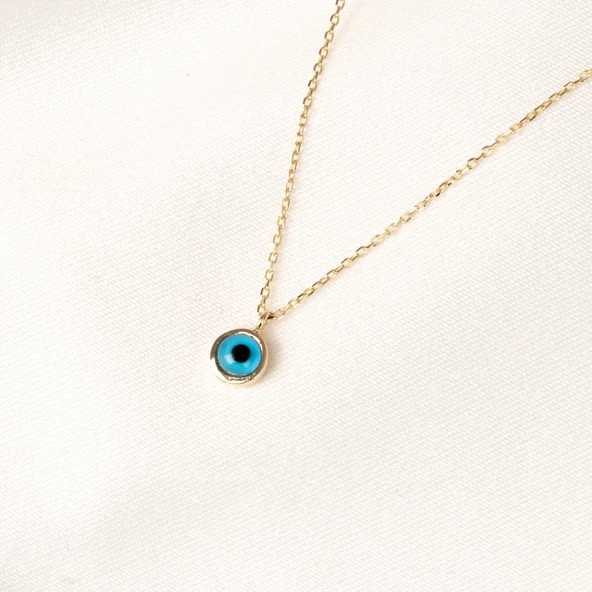 Gümüş Kolye - Mavi Nazar Boncuğu Göz Sade 925 Ayar Gümüş Kolye - Nazar Boncuğu 925 Ayar Gümüş Kolye - Resim 8