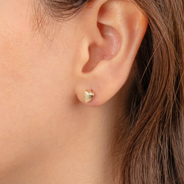 Gümüş Küpe - 925 Ayar Gümüş Minimal Kalp Figürlü Küpe - 2