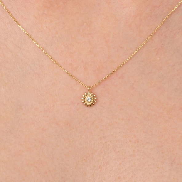 Gümüş Kolye - Zirkon Taşlı Tasarım 925 Ayar Gümüş Kolye - 3