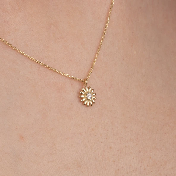 Gümüş Kolye - Zirkon Taşlı Tasarım 925 Ayar Gümüş Kolye - 4