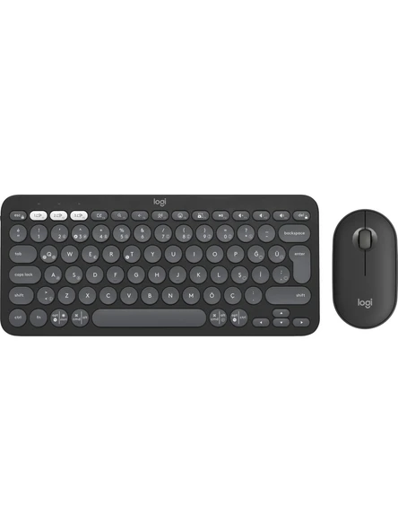 Logitech 920-012245 Grafit Pebble 2 Combo Çoklu Sessiz Kablosuz Türkçe Q Klavye Mouse Seti