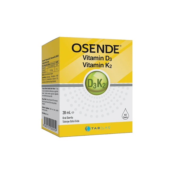 Tabilaç Osende Vitamin D3K2 20 ml Takviye Edici Gıda ürün görseli