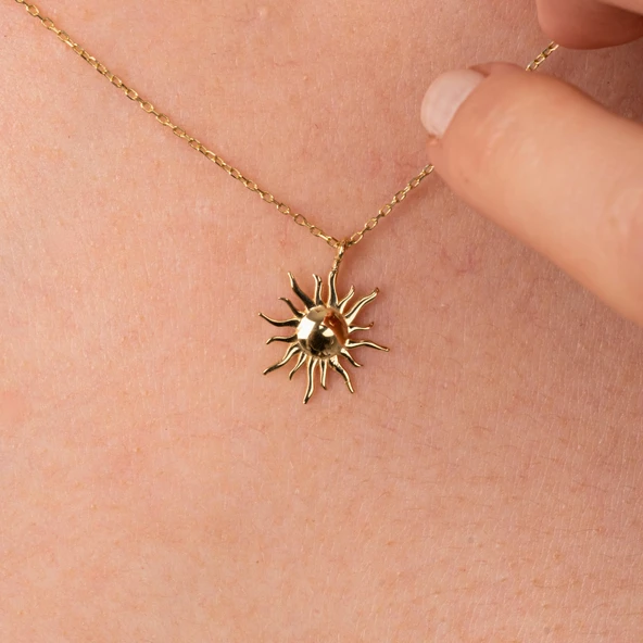 Gümüş Kolye - Güneş 925 Ayar Gümüş Kolye - 5