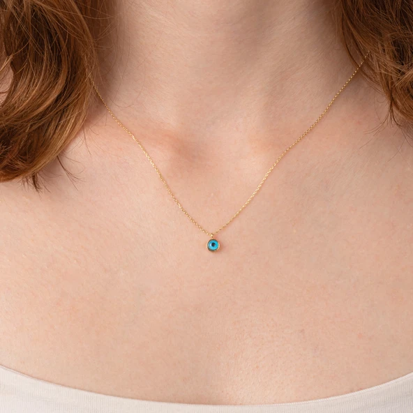 Gümüş Kolye - Mavi Nazar Boncuğu Göz Sade 925 Ayar Gümüş Kolye - Nazar Boncuğu 925 Ayar Gümüş Kolye - Resim 6