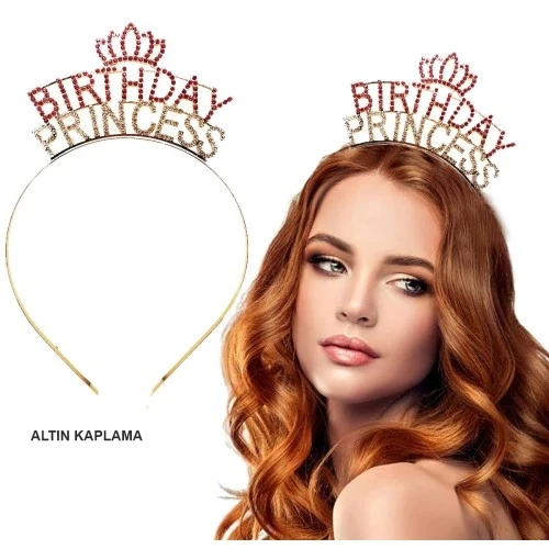 Birthday Princess Kristal Taç – Altın Kaplama ürün görseli 1