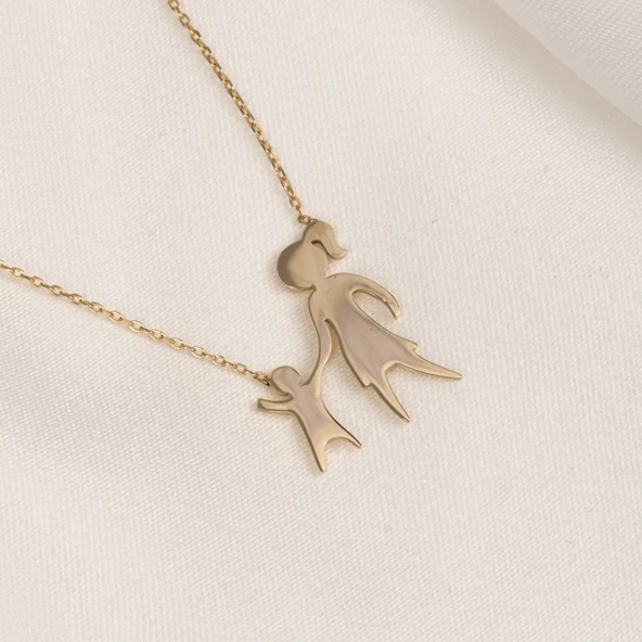 Gümüş Kolye - Anne Kız 925 Ayar Gümüş Kolye - 6