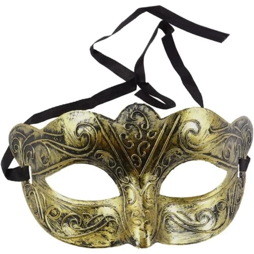 Altın Renk Eskitme Balo Maskesi – Venedik Tarzı Parti Maskesi - Resim 4