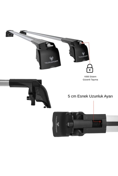 TAURUSPOWER MINI Countryman (U25) 2024–2025 TRS-2 Kilitli Sistem Ara Atkı Tavan Barı Gri (2 Adet) - Resim 4