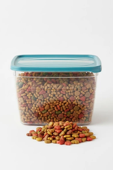 Evcil Hayvan Kuru Mama Saklama Kabı 6 Litre, Şeffaf Gövdeli Kedi Köpek Mama Kutusu BPA İçermez - Resim 2