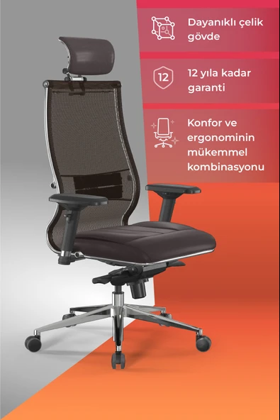 Metta Samurai Ergonomik Koltuk | Bel Destekli, Tekerlekli, Yükseklik Ayarlı, Yönetici Koltuğu - 23.3.5.61 - Resim 9