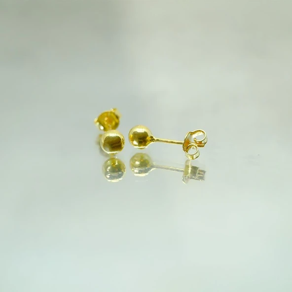 Gümüş Küpe - Kadın Minimal Top 925 Ayar Gümüş Küpe - 3