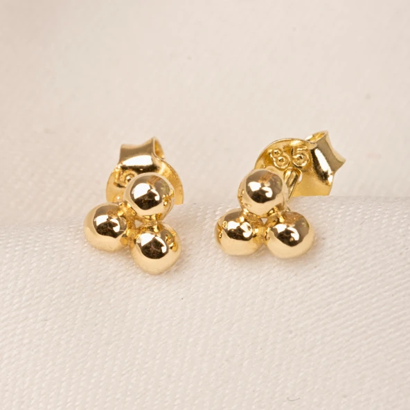 Gümüş Küpe - 925 Ayar Gümüş Üç Toplu Minimal Küpe - 6