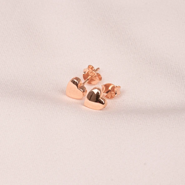 Gümüş Küpe - 925 Ayar Gümüş Minimal Kalp Figürlü Küpe - 8