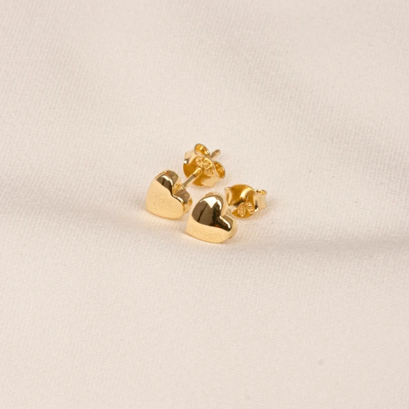 Gümüş Küpe - 925 Ayar Gümüş Minimal Kalp Figürlü Küpe - 6