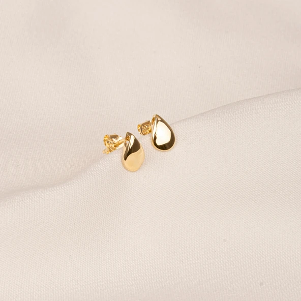 Gümüş Küpe - 925 Ayar Gümüş Minimal Damla Figürlü Küpe - 5