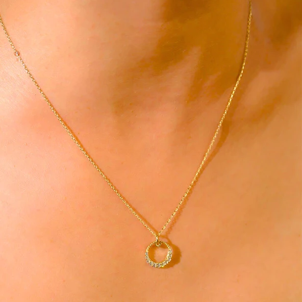 Gümüş Kolye - Simenta Yarım Ay Taşlı Modern Tarz 925 Ayar Gümüş Kolye - Ay Taşlı Hediyelik Kolye - Resim 4