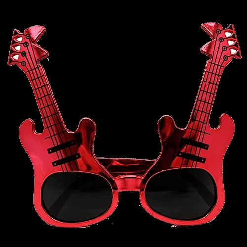 Kırmızı Renk Gitar Şekilli Parti Gözlüğü ürün görseli 1