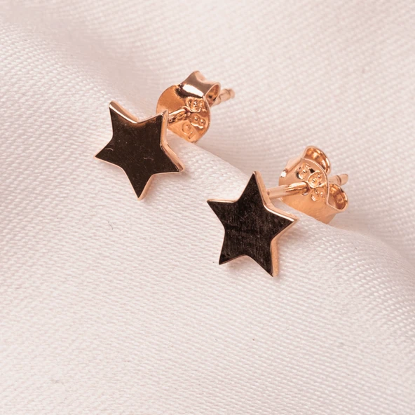 Gümüş Küpe - 925 Ayar Gümüş Minimal Yıldız Figürlü Küpe - 5