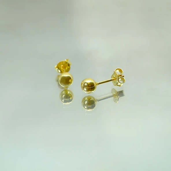 Gümüş Küpe - Kadın Minimal Top 925 Ayar Gümüş Küpe - 2