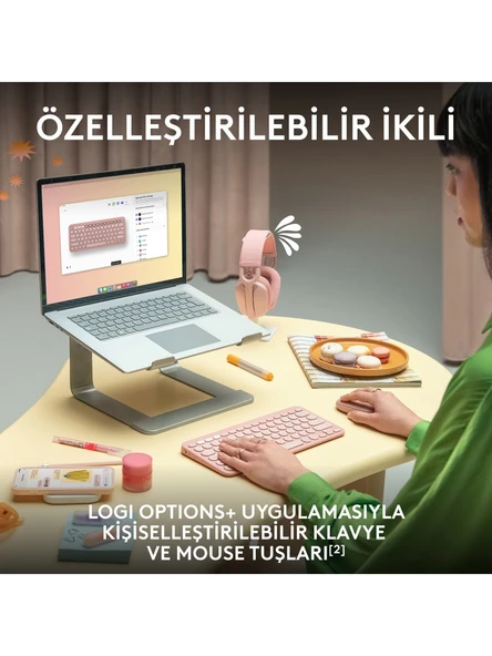 Logitech 920-012245 Grafit Pebble 2 Combo Çoklu Sessiz Kablosuz Türkçe Q Klavye Mouse Seti - 6