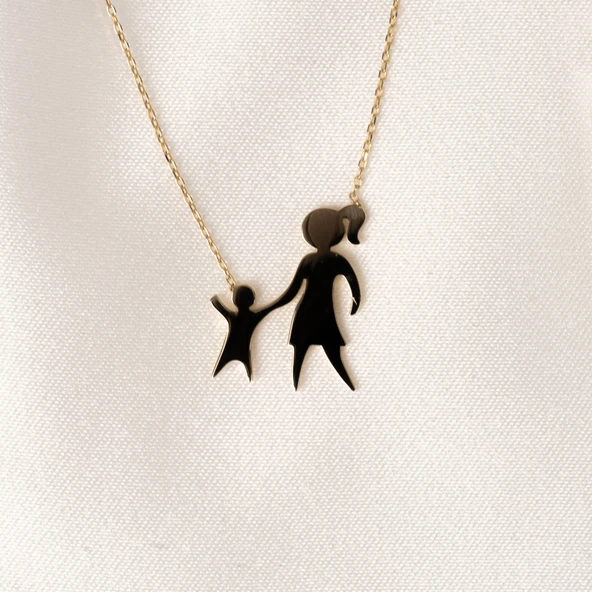 Gümüş Kolye - Anne Kız 925 Ayar Gümüş Kolye - 8