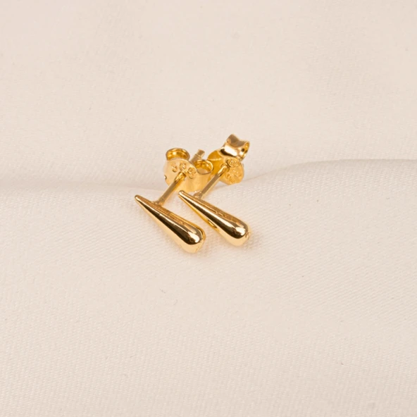 Gümüş Küpe - 925 Ayar Gümüş Minimal Su Damlası Küpe - 5