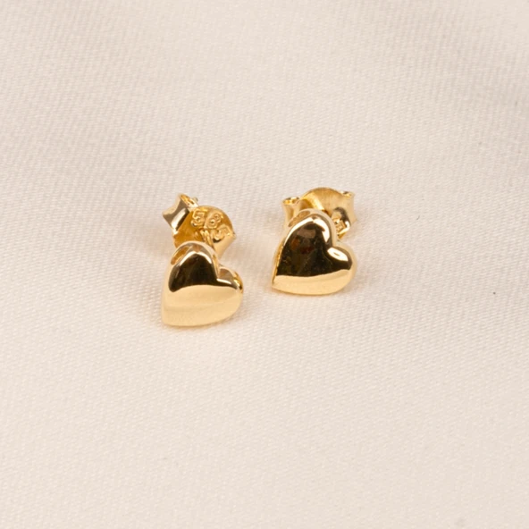 Gümüş Küpe - 925 Ayar Gümüş Minimal Kalp Figürlü Küpe - 5