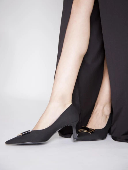 315851140-1 Tekstil Kadın Topuklu Siyah Ayakkab ürün görseli