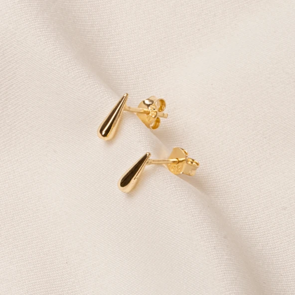 Gümüş Küpe - 925 Ayar Gümüş Minimal Su Damlası Küpe - 4