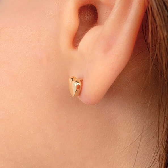 Gümüş Küpe - 925 Ayar Gümüş Minimal Kalp Figürlü Küpe - 3