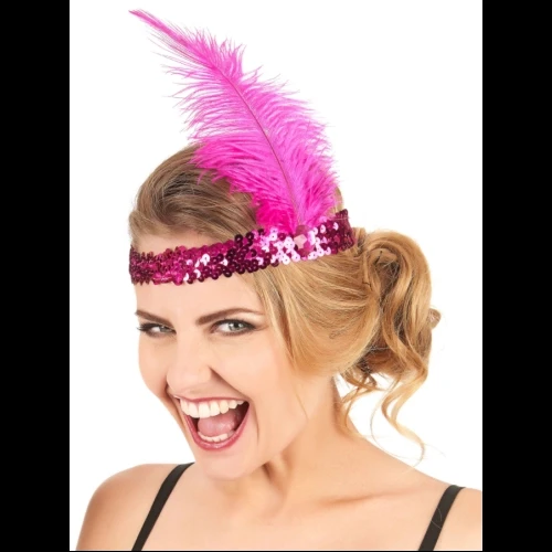 Fuşya Renk Çarliston Saç Bandı ürün görseli 1